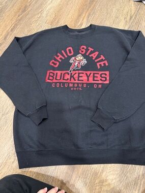 Hanes Black Crewneck Sweatshirt with Red Ohio State Buckeyes Logo